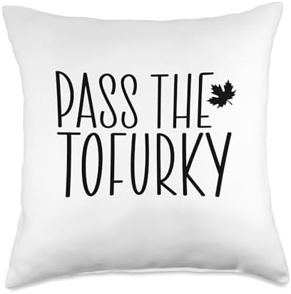 Happy Tofurky Day Vegetarian Thanksgiving Dinner Funny Vegan Pass The Tofurky Eat Tofu Thanksgiving Dinner Throw Pillow, 18x18, Multicolor by Unknown