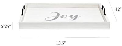 Elegant Designs HG2000-WJY Christmas Decoration 15.50" x 12" Decorative Wood Serving Tray w/Handles, White Wash Joy - Image 3