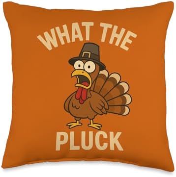 Funny Thanksgiving Cartoon Turkey What The Pluck Throw Pillow by Unknown