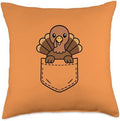 Funny Turkey Pocket Pal Cute Thanksgiving Holiday Throw Pillow by Unknown