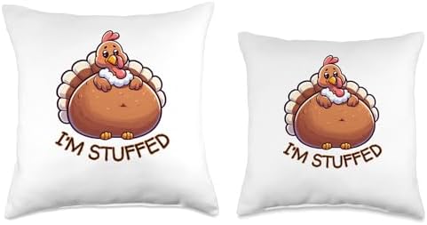 I'm Stuffed Funny Turkey Thanksgiving Novelty Gift Humor Throw Pillow - Image 3