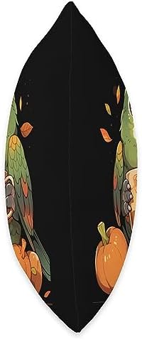 Green Cheek Conure Parakeet Bird Pumpkin Spice Fall Throw Pillow - Image 2
