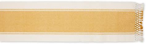 DII Dobby Stripe Table Runner, 13x72, Honey Gold & Cream Background - Image 2