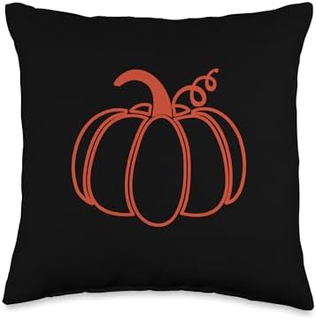 Large Orange Fall Pumpkin Cute Autumn Thanksgiving Halloween Throw Pillow by Unknown