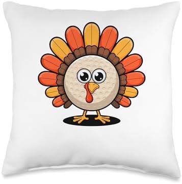 Thanksgiving Turkey Golf Golfing Golfer Throw Pillow by Unknown