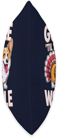 Funny Gobble Til You Wobble Corgi Turkey Thanksgiving Humor Throw Pillow - Image 2