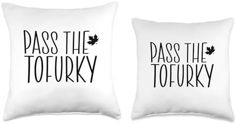 Happy Tofurky Day Vegetarian Thanksgiving Dinner Funny Vegan Pass The Tofurky Eat Tofu Thanksgiving Dinner Throw Pillow, 18x18, Multicolor - Image 3