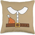 Pilgrim Collar with Turkey Leg, Funny Thanksgiving Day Pilg Throw Pillow by Unknown