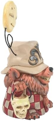 Enesco Jim Shore Heartwood Creek Halloween Werewolf with Moon and Skull Basket Figurine- Resin Hand Painted Crafted Collectible Decorative Figurines Home Decor Sculpture Shelf Statue Gift, 5.1 Inch