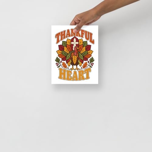 Thankful Heart Turkey Cross Christian Thanksgiving Unframed Poster - Image 4