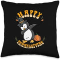 Pilgrim Penguin Happy Thanksgiving Kids Throw Pillow by Unknown