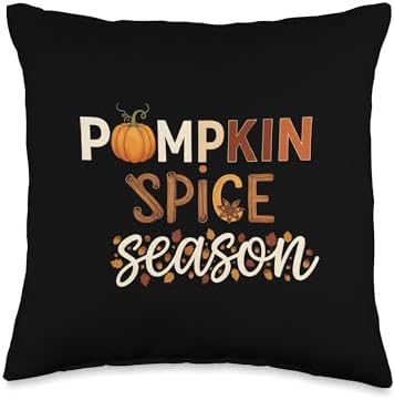 Pumpkin Spice Season Cute Fall Autumn Thanksgiving Halloween Throw Pillow by Unknown