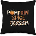 Pumpkin Spice Season Cute Fall Autumn Thanksgiving Halloween Throw Pillow by Unknown
