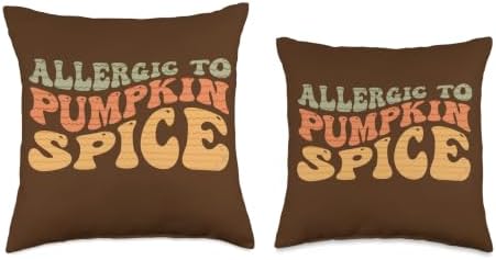 Groovy Autumn Allergic To Pumpkin Spice Thanksgiving Throw Pillow - Image 3