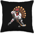 Thanksgiving Ice Hockey Player Turkey Fall Men Boys Kids Throw Pillow by Unknown