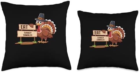 Eat Turkey Tamales Tamal Foodie Thanksgiving Food Lover Throw Pillow - Image 3