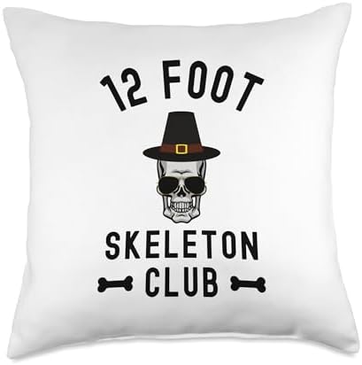 12 foot Skeleton Club glasses Thanksgiving Giant Skelly Throw Pillow by Unknown
