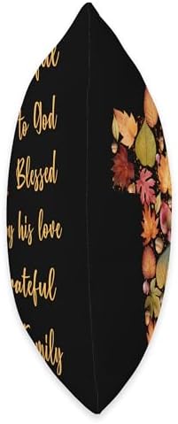 Thankful Grateful Blessed Christian Thanksgiving Leaf Cross Throw Pillow - Image 2