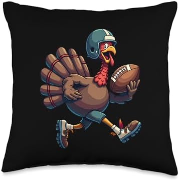 Thanksgiving Football Player Thanksgiving Football Turkey Throw Pillow by Unknown