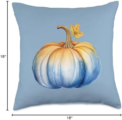Chinoiserie Gifts by Southerngal Chinoiserie Thanksgiving Blue and Orange Pumpkin Home Decor Throw Pillow, 18x18, Multicolor - Image 4