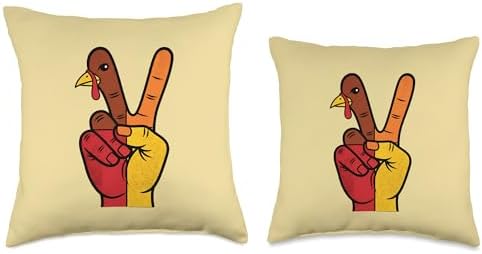 Peace Turkey Design for Thanksgiving Throw Pillow - Image 3