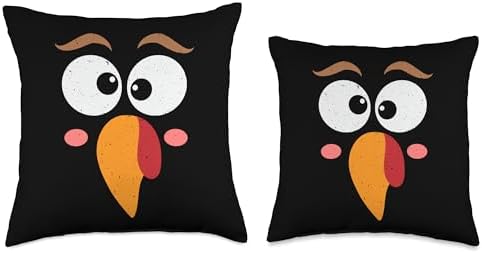 Silly Turkey Face Thanksgiving Gobble Holiday Tee Funny Silly Face Happy Turkey Day Thanksgiving Throw Pillow, 18x18, Multicolor - Image 3