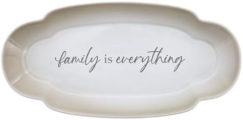 Pavilion Gift Company - Family Is Everything - Scalloped Ombre 12" Serving Tray Dish Housewarming Thanksgiving Gift Neutral Serveware Present by PavilionGiftCompany