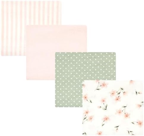 Hudson Baby Unisex Baby Cotton Poly Flannel Receiving Blankets, Pink Dainty Floral, One Size by HudsonBaby