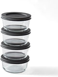 8-Piece Glass Food Storage Containers Set (4 Containers + 4 BPA-Free Lids) | 1-Cup, Leakproof | Microwave, Freezer, Oven & Dishwasher Safe | Ideal for Meal Prep & Pantry Organization, Black