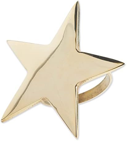DII Christmas Thanksgiving Holiday Tabletop Décor Collection Decorative Napkin Ring Holder Set, 2.5" Diameter, Gold Stars, 6 Piece - Image 4