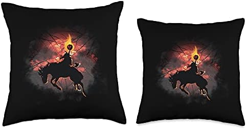 Vintage Headless Horseman Classic Red Moon Sleepy Hollow Throw Pillow