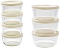 14-Piece Glass Food Storage Containers Set (7 Containers + 7 BPA-Free Lids) | 1-Cup & 2-Cup, Leakproof | Microwave, Freezer, Oven & Dishwasher Safe | Ideal for Meal Prep & Pantry Organization, Beige