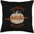 "Thankful Grateful Blessed" Cute Pumpkin Thanksgiving Throw Pillow by Unknown