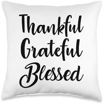 Thankful Grateful Blessed Happy Thanksgiving Day Thankful Throw Pillow by Unknown