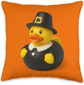 Rubber Duck Pilgrim Thanksgiving Ducky Men Women Kids Throw Pillow by Unknown