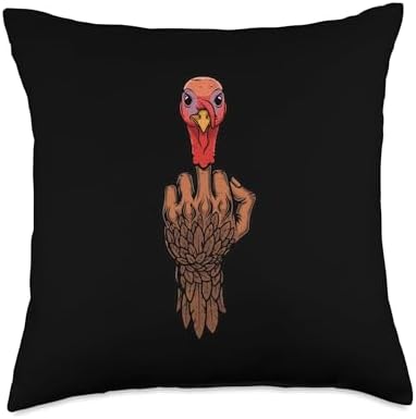 Thanksgiving Hand Turkey Finger Funny Adult Humor Men Women Throw Pillow by Unknown