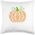 Dog Paws Pumpkin Shape Thanksgiving Dog Owner Lover Farmer Throw Pillow by Unknown