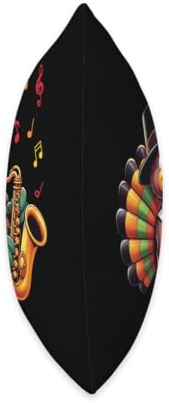 Funny Thanksgiving Turkey Playing Saxophone Music Lover Throw Pillow - Image 2