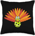 Quirky Turkey Lover Thanksgiving Fun Pattern Costume Throw Pillow by Unknown