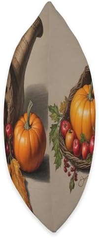 Thanksgiving Cornucopia Horn of Plenty Autumn Fall Leaves Throw Pillow - Image 2