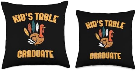 Thanksgiving Kids Table Graduate Funny Men Women Youth Teens Throw Pillow - Image 3