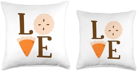 LOVE Pumpkin Pie Funny Thanksgiving Men Women Boys Girls Throw Pillow - Image 3