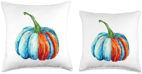 Vintage Colorful Thanksgiving Pumpkin Throw Pillow - Image 3