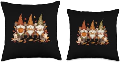 Family Fall Gnome with Pumpkins Turkey Autumn Thanksgiving Throw Pillow - Image 3