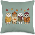 Owl Fall Autumn Season Pumpkin Throw Pillow by Unknown