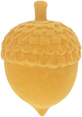 Boston International Fall Statue Tabletop Figurine Fall Thanksgiving Decorations, 6.25" Long, Mustard Flocked Acorn - Image 4