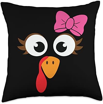 Thanksgiving Pink Bow Turkey Thankful Blessed Throw Pillow by Unknown