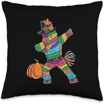 Dabbing Pilgrim Pinata Kids Boys Thanksgiving Mexican Throw Pillow by Unknown