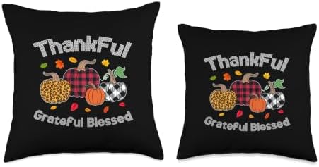 Thanksgiving Day Thankful Grateful Blessed Pumpkin Sweater Throw Pillow - Image 3