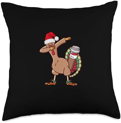 Turkey Dapper Christmas Hat: Festive Thanksgiving Cos Throw Pillow, 18x18, Multicolor by Unknown